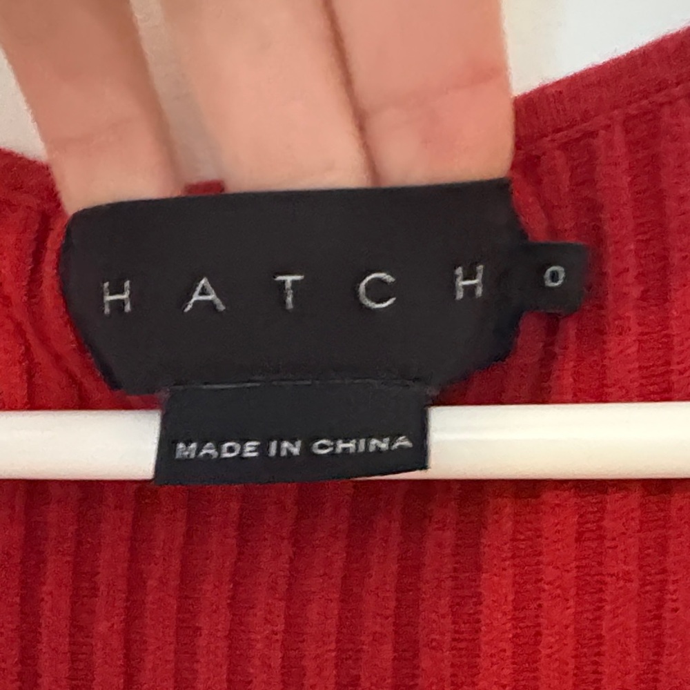 Hatch Collection Chloe Sweater Dress in Red with Ruffle shoulders - Picture 5 of 5